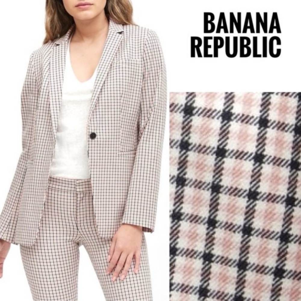 BANANA REPUBLIC Long and Lean Plaid Blazer Single Button in Bree Plaid Size 2